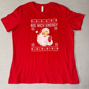 UNISEX T-SHIRT CHRISTMAS BIG NICK ENERGY SANTA NAUGHTY ADULT HUMOR RED SIZE L/M